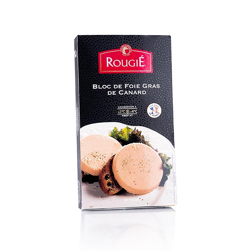 Bloc de foie de canard, 2 x 40g tranches, Rougié, 80 g - la délicatesse française raffinée du foie de canard en bloc, idéal pour des tranches fines
