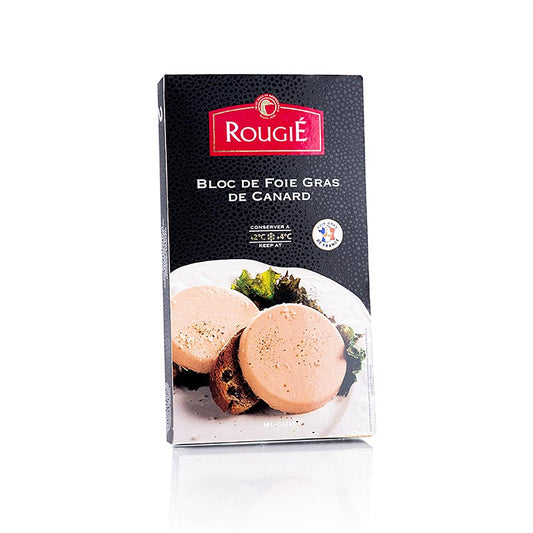 Bloc de foie de canard, 2 x 40g tranches, Rougié, 80 g - la délicatesse française raffinée du foie de canard en bloc, idéal pour des tranches fines