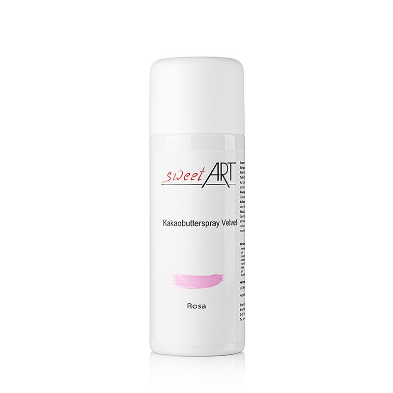Beurre de cacao en spray/teinture de base rose, (Sweet Arts) Velvet, 400 ml - Un spray de beurre de cacao avec une teinture de base rose de Sweet Arts, dans un flacon de 400 ml.