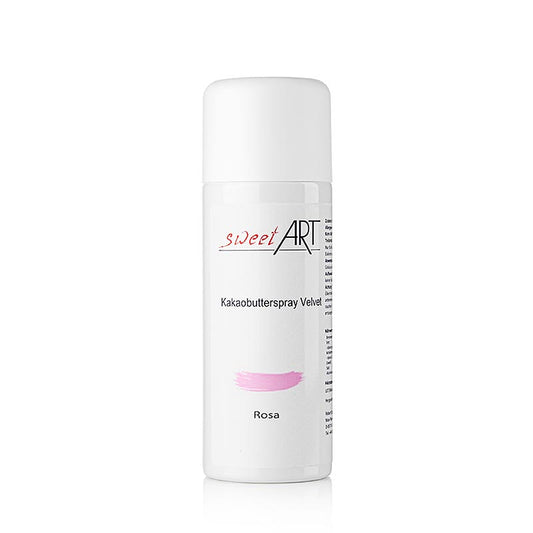 Beurre de cacao en spray/teinture de base rose, (Sweet Arts) Velvet, 400 ml - Un spray de beurre de cacao avec une teinture de base rose de Sweet Arts, dans un flacon de 400 ml.