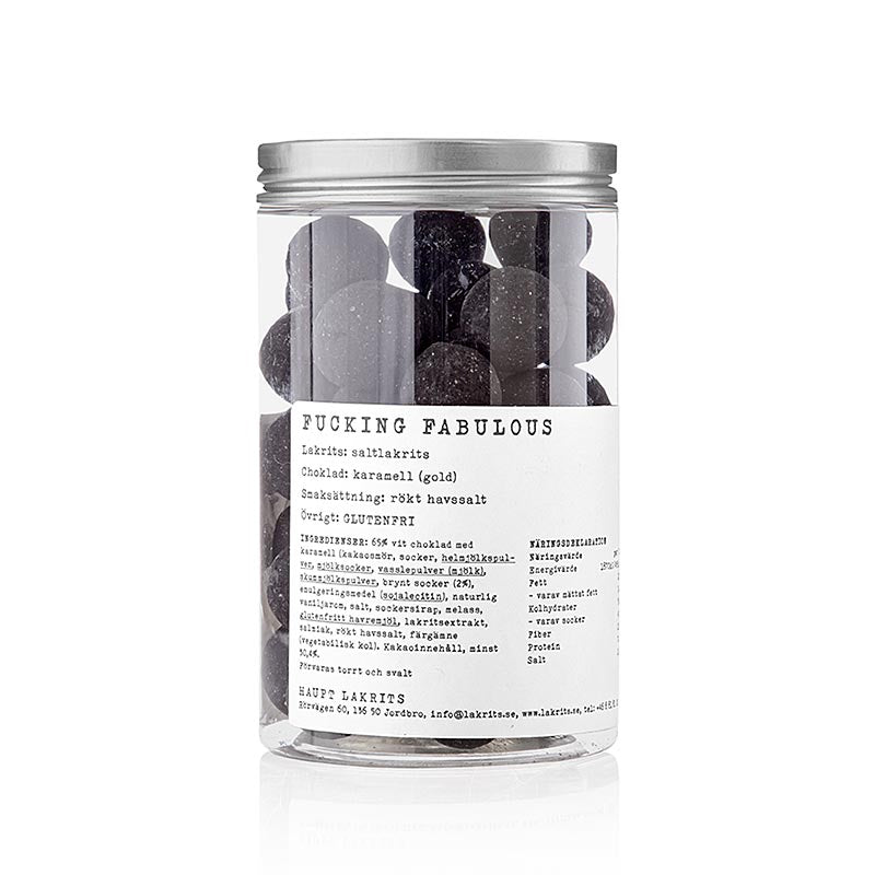 Un paquet de 250 g de Haupt drop FUCKING FABULOUS, avec une délicieuse combinaison de dulce de leche, de sel et de Suède.