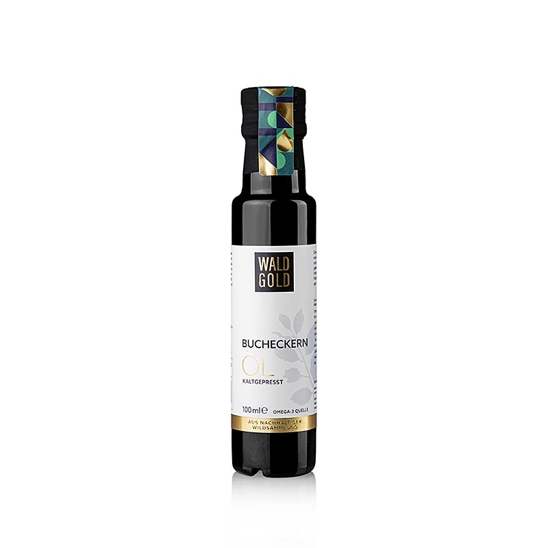 Huile de noix de hêtre pressée à froid biologique, également appelée or des forêts, en flacon de 100 ml
