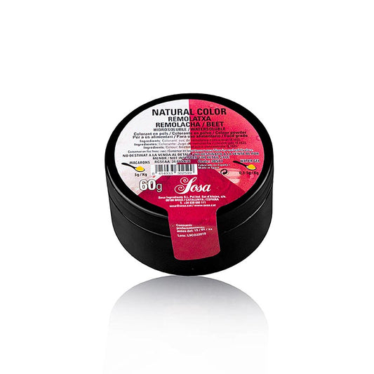 Colorant alimentaire naturel Sosa betterave rouge, poudre, soluble dans l'eau (38577), 60 g - Illustration du produit : colorant de betterave rouge en poudre, adapté à la préparation des aliments.