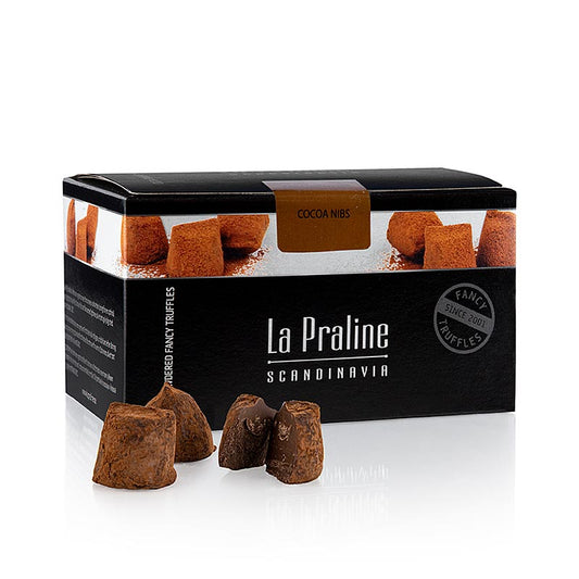 Laissez-vous tenter par les exquises truffes La Praline Fancy, un délice au chocolat suédois de 200 g avec des éclats de cacao, parfait pour satisfaire vos envies de sucré.