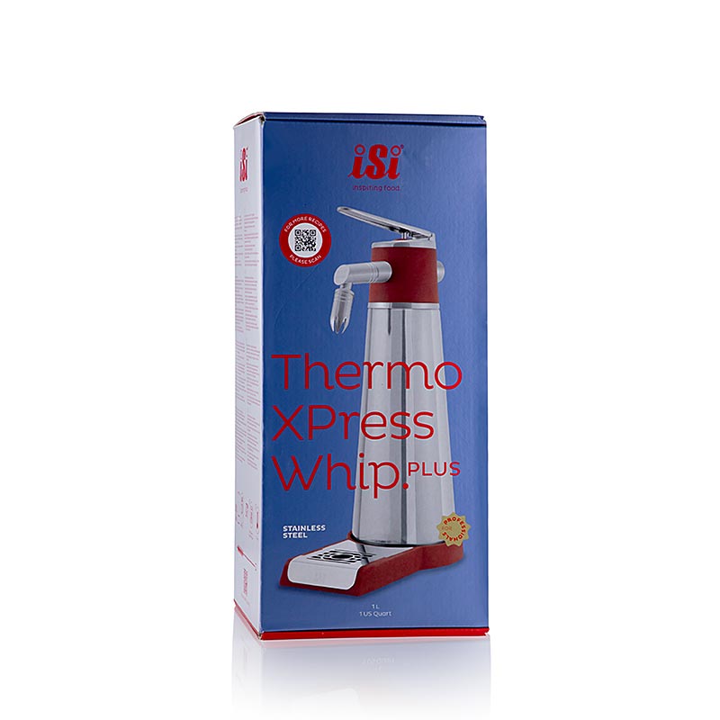 Espuma Thermo Sprayer Xpress Whip PLUS batteur sur socle, acier inoxydable et rouge, 1 litre, 1 pièce - Un batteur sur socle puissant de 1 litre en acier inoxydable et rouge
