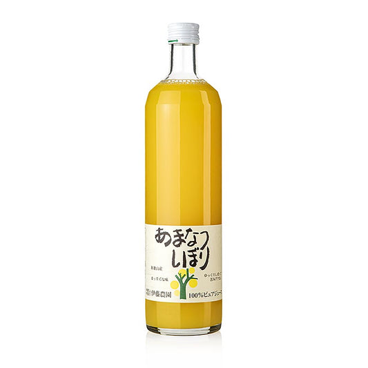 Le jus d'Amanatsu, un agrume japonais croisé entre le pamplemousse et la mandarine, dans une bouteille de 750 ml.