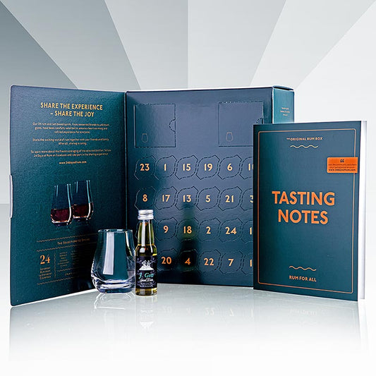 Calendrier de l'Avent 24 jours rhum avec édition verte, contient 24 bouteilles de 20ml de rhum pour un total de 480ml 