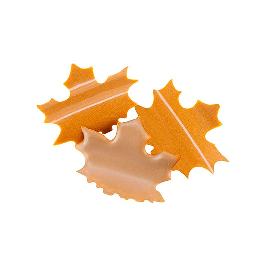 Délicieux topper en chocolat en forme de feuille d'érable, 48x53mm, fabriqué par Dobla (77793), pesant 170 g et contenant 90 pièces.