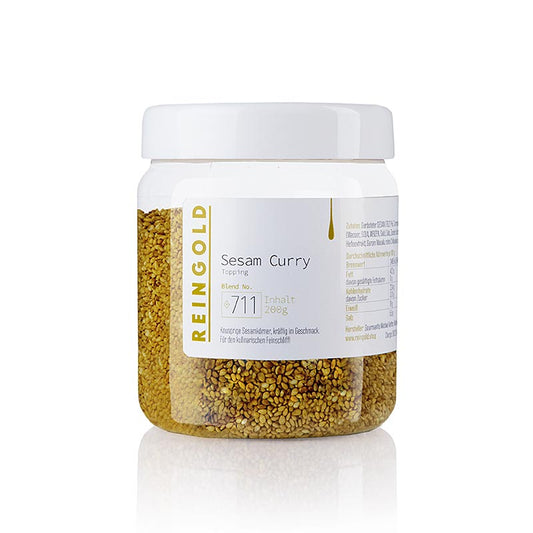 Reingold - Graines de sésame aromatisées au curry, 200 g - Graines de sésame bio emballées avec une délicieuse saveur de curry, idéales pour ajouter de la saveur à divers plats, salades et snacks.
