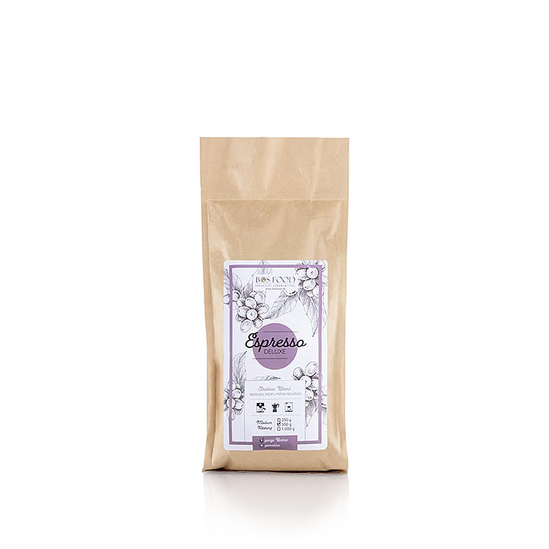 Mélange de café BOS FOOD Espresso Deluxe Arabica de haute qualité, paquet de 500g de grains entiers