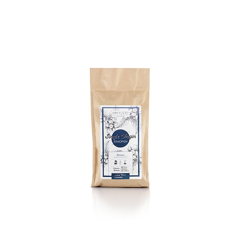 Sachet de 250g de BOS FOOD Single Origin Ethiopian Yirgacheffe grains de café entiers