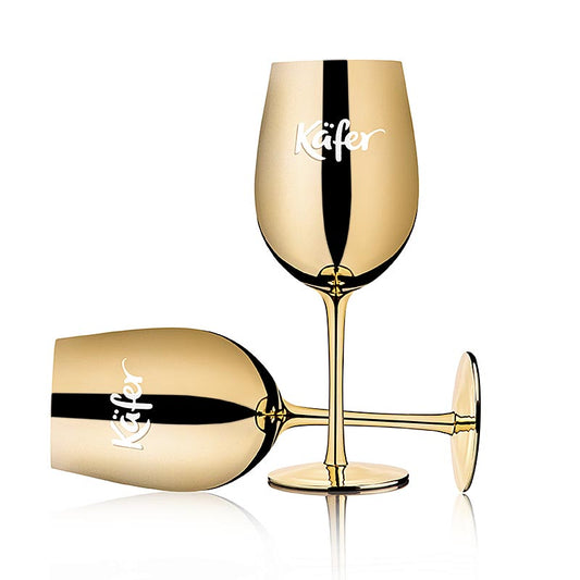 Set de 2 coupes à cocktail en verre doré en forme de scarabée 