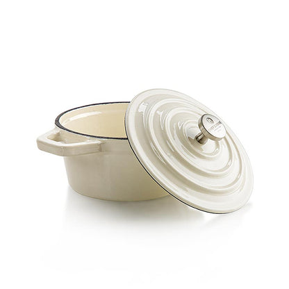 Ensemble de 4 mini-cocottes de Chef Cuisine en beige, fabriquées en fonte robuste avec une finition émaillée