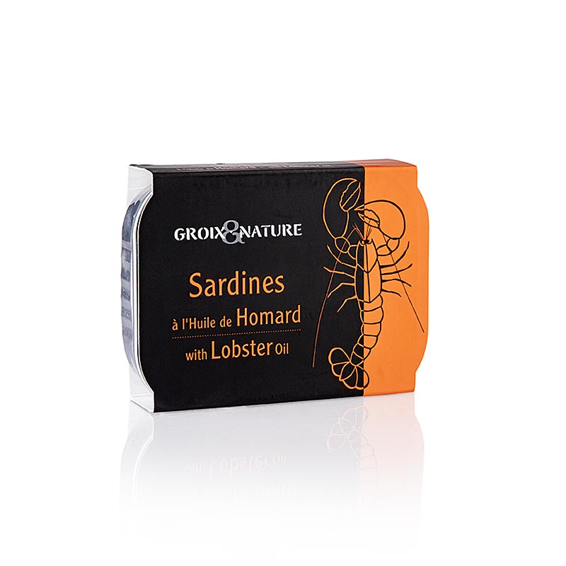 Sardines à l'huile de homard, Groix & Nature, 115 g, conserves de poissons à l'huile de homard aromatique de Groix & Nature, 115 g