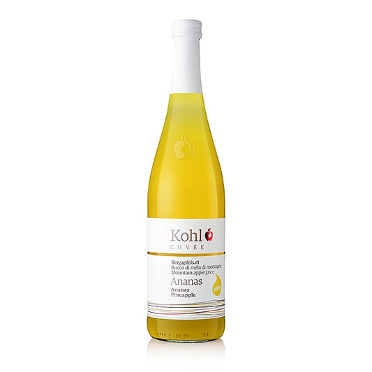 Kohl ESSENCE bergamote jus de pomme + ananas, 750 ml - un mélange rafraîchissant et fruité de bergamote, de jus de pomme et d'ananas dans une bouteille de 750 ml.