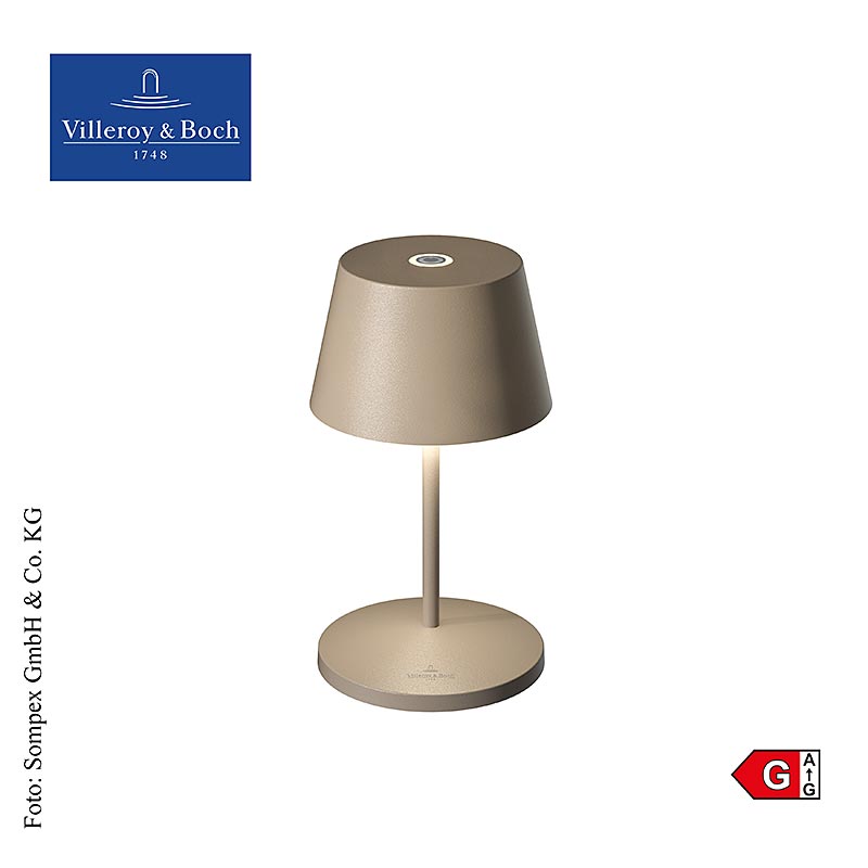 Lampe à poser SEOUL 20 avec batterie rechargeable, en aluminium, couleur sable, 20x11cm 