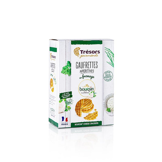 Mini gaufres françaises au fromage frais aux herbes Boursin, 60 g, parfaites pour un en-cas savoureux et croquant