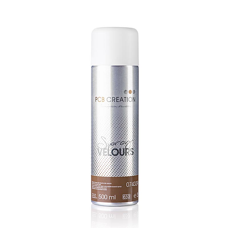 500 ml Pulvérisateur de décoration avec effet velours, chocolat noir, couleur et saveur, PCB (74339)