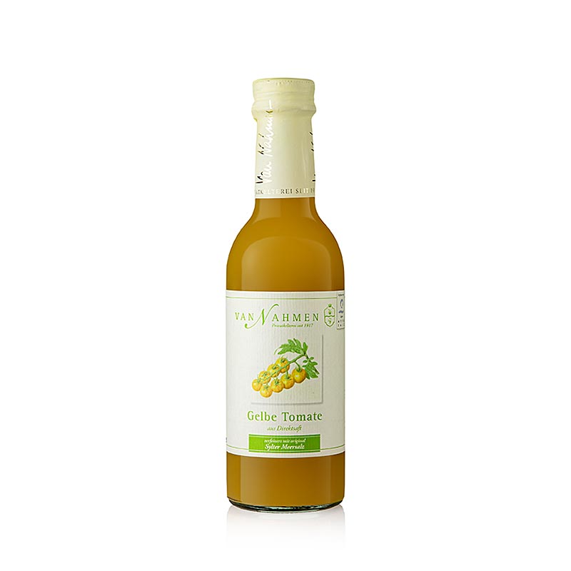 Jus de tomate JAUNE biologique de Nahmen en bouteille de 250 ml, parfait pour une boisson saine et rafraîchissante.