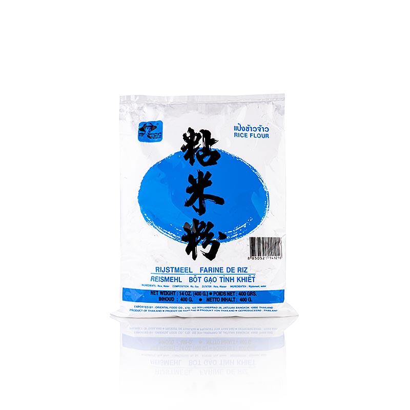 Farine de riz blanc Farmer sans gluten de 400 g emballée dans un sachet