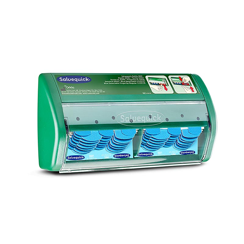 Salvequick Plaster Dispenser Blue Detect, plaster station (51030130) by Cederroth, 1 st, provides convenient and quick access to blue detectable plasters for first aid needs