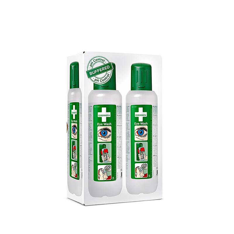 Produit de lavage des yeux par Cederroth, 2 flacons de 500ml pour l'irrigation des yeux et les premiers soins, 1 litre au total