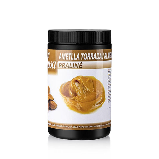 Pâte pralinée aux amandes Sosa de qualité supérieure, grillée, avec 50% de sucre (37602), 12 kg, idéale pour ajouter une riche saveur de noisette à vos confiseries.