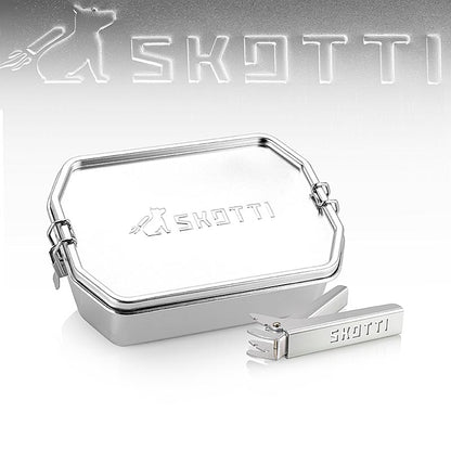 SKOTTI Boks 1L en acier inoxydable avec couvercle et pince en aluminium 