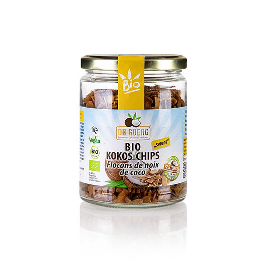 Copeaux de noix de coco torréfiés et sucrés DrGoerg bio, paquet de 160g