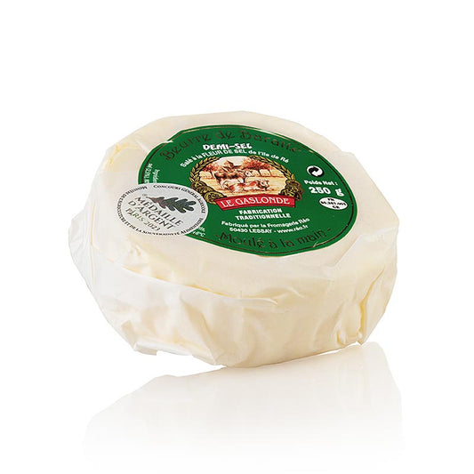 Beurre de Baratte Moule Main Demisel, Le Gaslonde, France, 250 g - Beurre salé artisanal de France, de la marque Demisel, Le Gaslonde, d'un poids de 250 g.