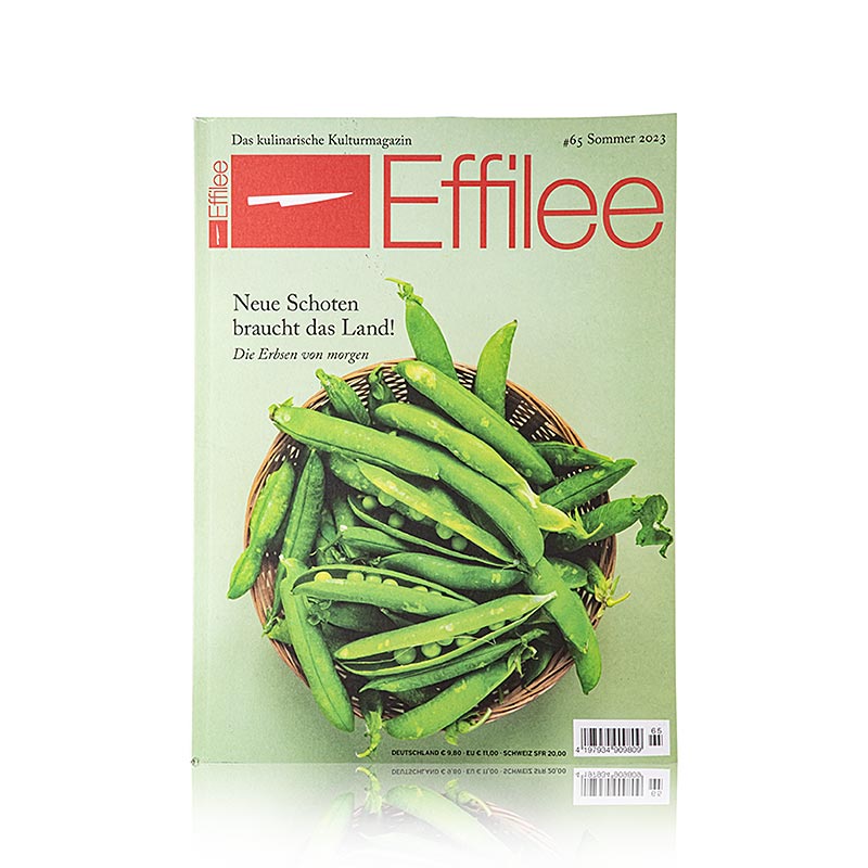 Couverture du numéro 65 du magazine Effilee pour l'alimentation et la vie, avec un contenu savoureux sur les thèmes de la cuisine et de l'art de vivre.