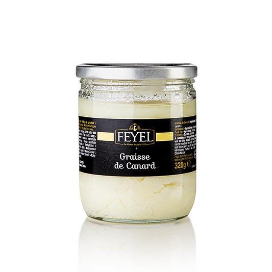 Un paquet de 320 g de lard de canard de marque Feyel, une sorte de graisse de canard
