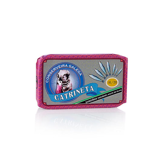 Sardines à l'huile d'olive, 115 g, millésime 2023, Catrineta, Espagne, produit espagnol de haute qualité