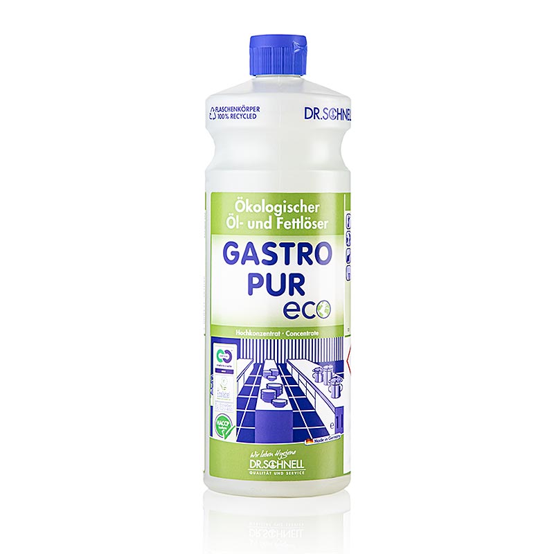 Dr Schnell Oil and grease remover + floor cleaner Gastro Pur Eco, ecological, concentrate, 1 l - image du produit nettoyant et dégraissant concentré et respectueux de l'environnement pour les sols à usage commercial