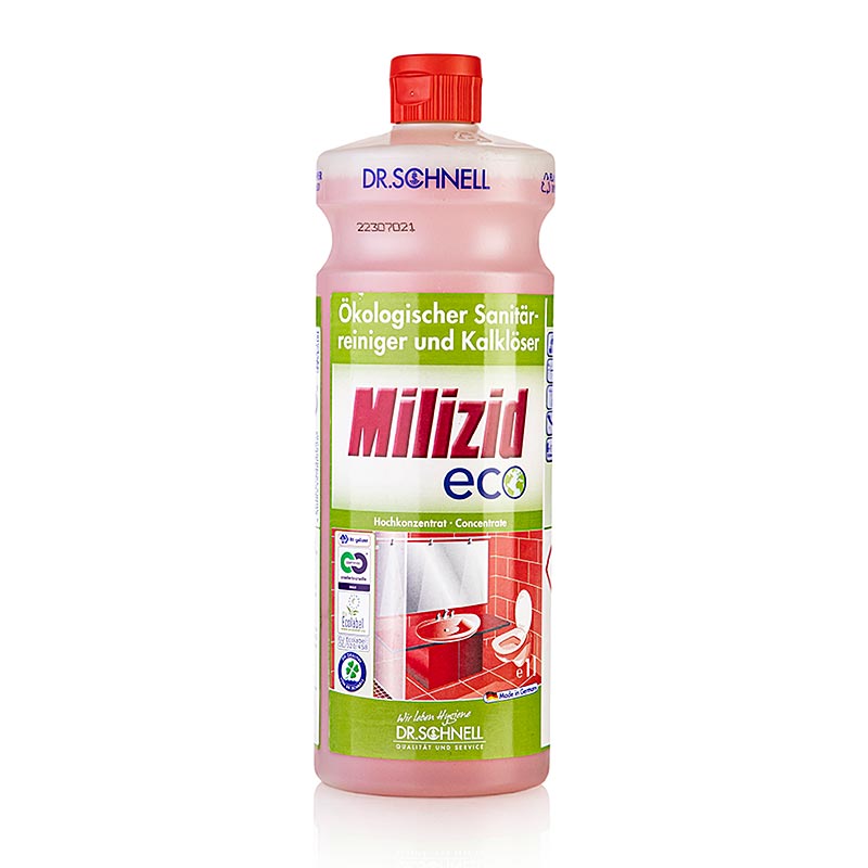 Dr Schnell - Nettoyant sanitaire et anticalcaire Milizid Eco, écologique, concentré, 1 l : nettoyant concentré respectueux de l'environnement pour l'assainissement et l'élimination du calcaire.