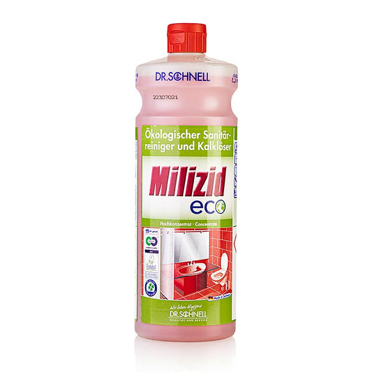 Dr Schnell - Nettoyant sanitaire et anticalcaire Milizid Eco, écologique, concentré, 1 l : nettoyant concentré respectueux de l'environnement pour l'assainissement et l'élimination du calcaire.