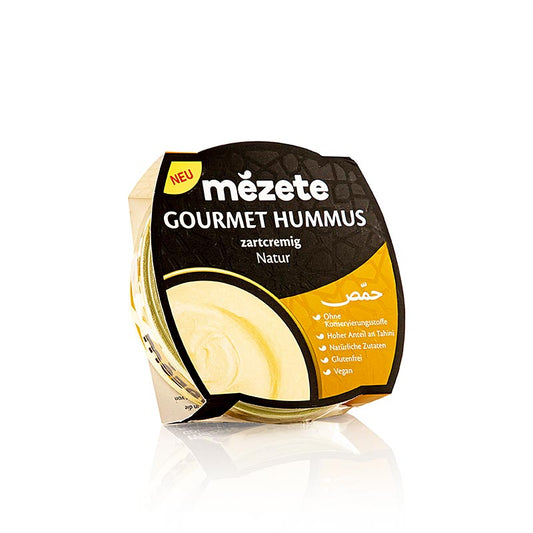 Pot de 215 g de houmous naturel gourmet, un mélange crémeux de pois chiches et de pâte de sésame, également connu sous le nom de mézete