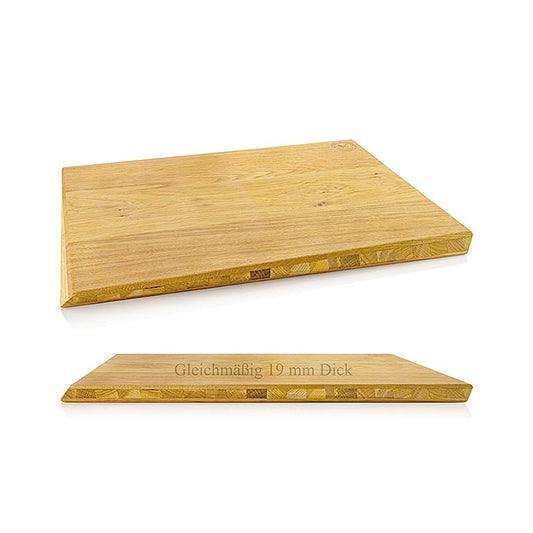 Grande planche à découper en chêne de 430x300x19mm au design Mario Kotaska, parfaite pour la préparation des aliments