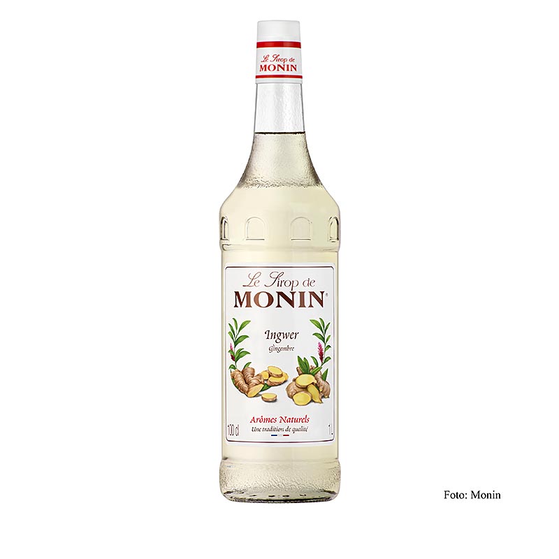 Sirop de gingembre Monin 1:8, 1 litre - Une bouteille de 1 litre de sirop de gingembre Monin, parfait pour préparer de délicieuses boissons.