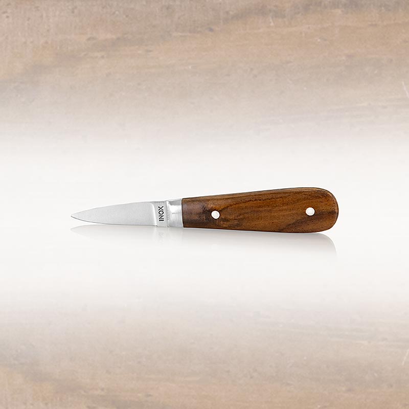 Couteau à huîtres avec manche en bois et lame large de 6 cm, idéal pour écailler les huîtres, 1 pièce