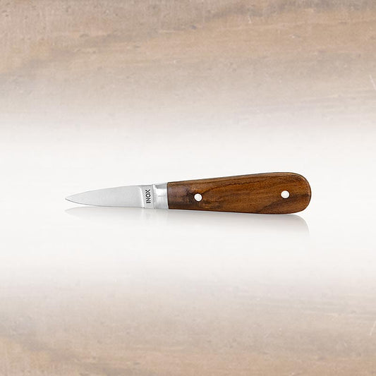 Couteau à huîtres avec manche en bois et lame large de 6 cm, idéal pour écailler les huîtres, 1 pièce