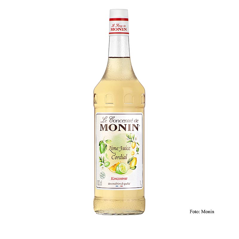Jus de citron vert Monin Cordial Mixer, 1 litre - un concentré de jus de citron vert rafraîchissant et polyvalent, parfait pour les cocktails et les mocktails.