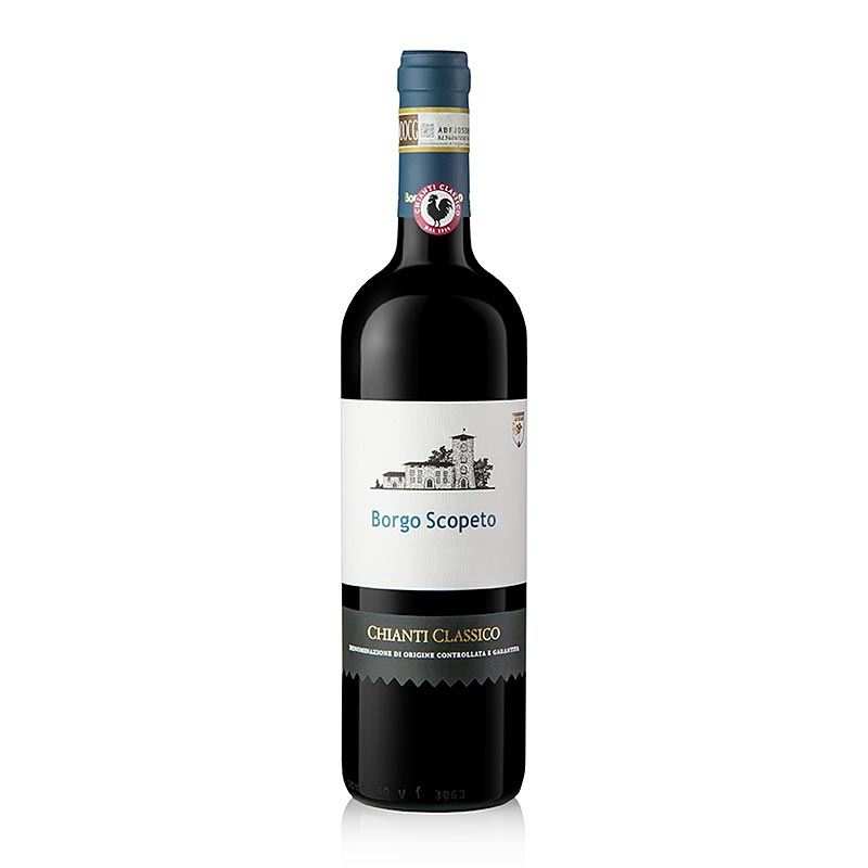 Borgo Scopeto 2021 Chianti Classico vin rouge DOCG Toscane Italie sec 0,75 l, 750 ml - Une bouteille de 750 ml de délicieux vin rouge sec de Toscane, Italie, avec la classification DOCG Chianti Classico de l'année 2021 de la marque Borgo Scopeto.