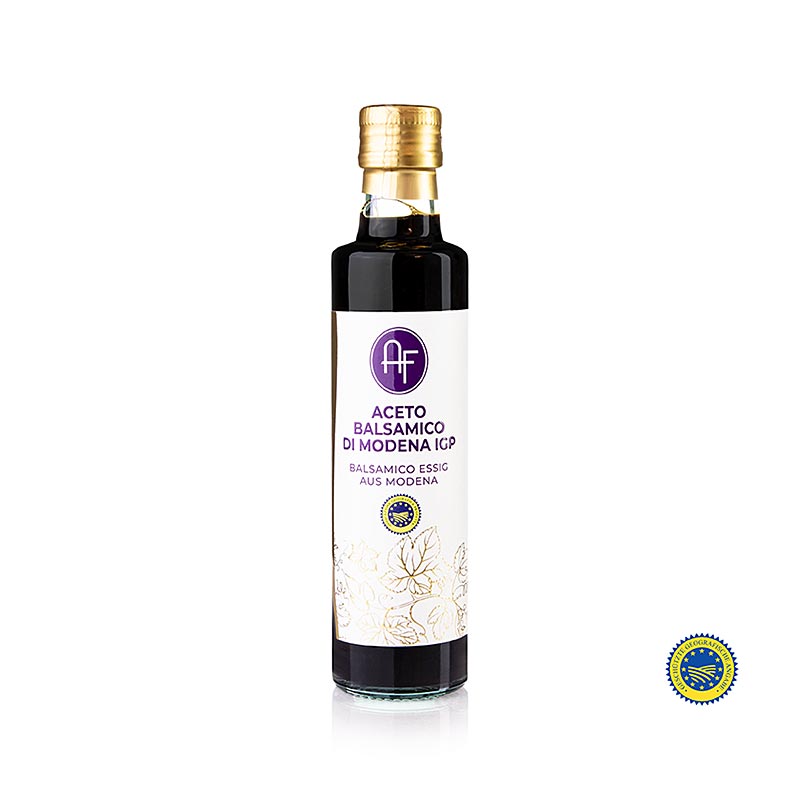 Balsamico di Modena IGP / PGI, Appennino, 250 ml - prix spécial, valable jusqu'au 30/09/2024 - Prix spécial, valable jusqu'à 30092024 - Vinaigre balsamique traditionnel de Modène, élaboré selon l'indication géographique protégée, en promotion jusqu'au 30 septembre 2024.