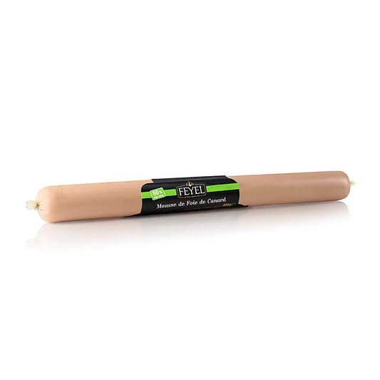 Mousse de foie de canard 50% de Feyel, 400g, avec un diamètre de 57cm, disponible à un prix spécial valable jusqu'à 06092024