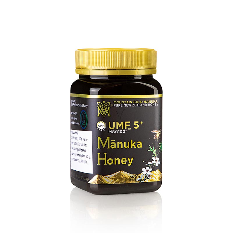 Miel de Manuka certifié UMF, 5+, MGM, 500 g - miel de Manuka de haute qualité, certifié UMF 5+ dans un pot de 500 g