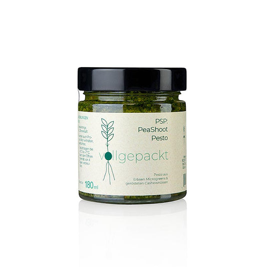 Organic BOSFOOD x Pesto de petits pois emballé, 180 ml, à base de petits pois frais et d'ingrédients de haute qualité, idéal pour relever le goût des pâtes et des sandwichs.