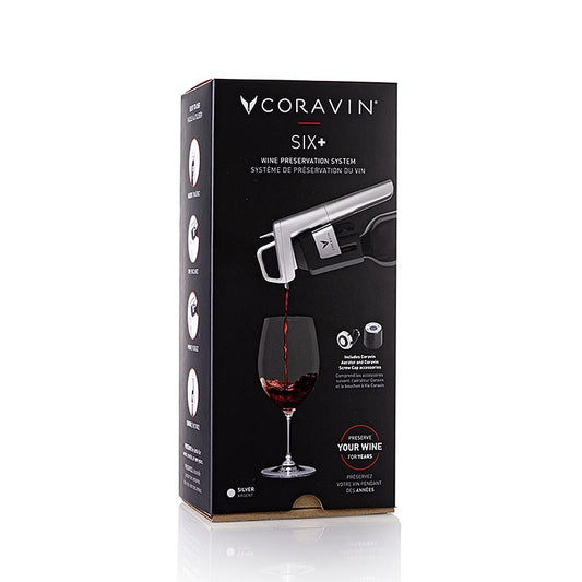 Coravin Wine Access System - Timeless SIX + système de conservation du vin, avec accessoires, argent, 11 pièces - un système innovant pour conserver et verser le vin, y compris les accessoires, dans un élégant design argenté.