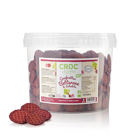 Organic Barsnack - Krok Légumes, mini galettes françaises à la betterave et à l'échalote, 750 g, parfaites pour un en-cas sain.