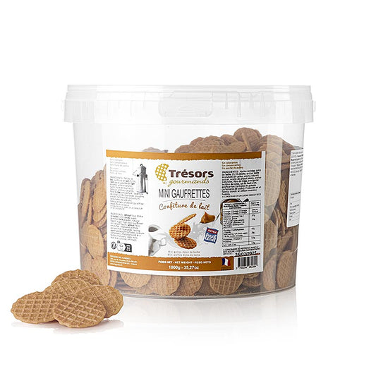 Barsnack Gaufrettes - Mini gaufrettes françaises au dulce de leche (caramel), 1 kg - délicieuses gaufrettes croustillantes garnies de caramel sucré